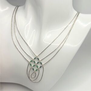 Liquid Sterling Silver Necklace,Bracelet,Earrings with green